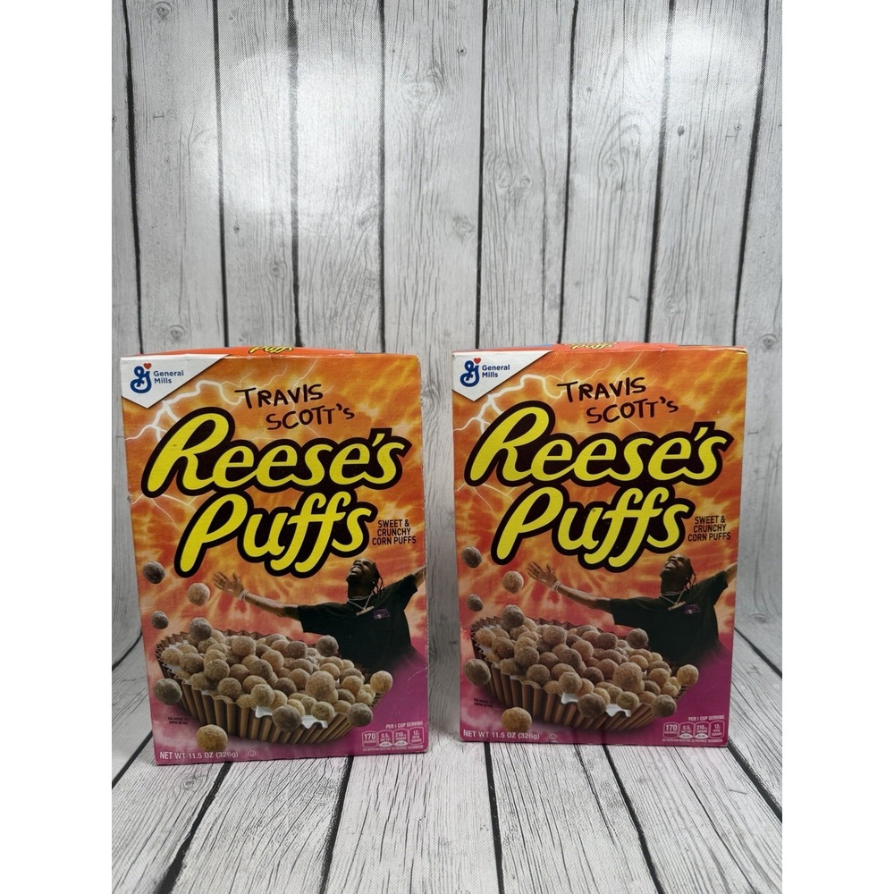 Travis Scott Reese's Puffs Cereal Box 11.5 Oz 2019 Cactus Jack - Lot of 2